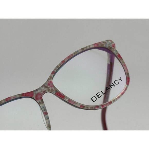 DELANCY DEL 113 PINK 54-14-140 Pink & Green Floral Plastic Glasses Frames - Picture 2 of 6